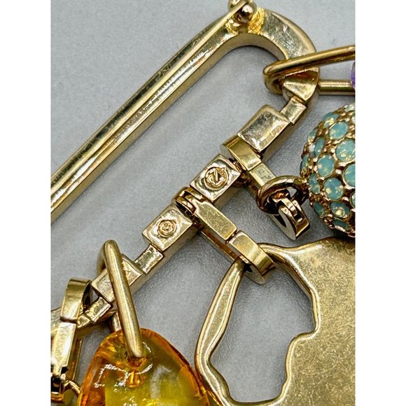 Vintage Swarovski Pin Brooch with Detachable Charms Pendants Loaded Dangling Pin - Picture 4 of 13